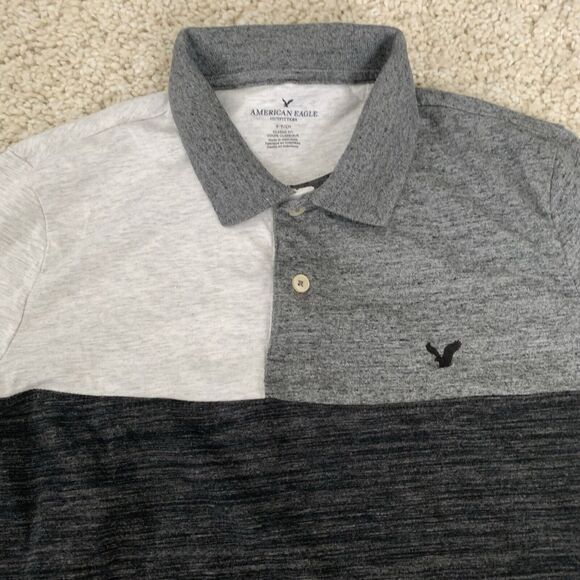 American Eagle Outfitters Shirt Mens Small Polo Gray Colorblock Collared - Picture 1 of 6
